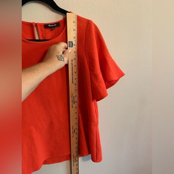 Madewell Flare Hem Top In Bright Poppy Size Small - Picture 7 of 8